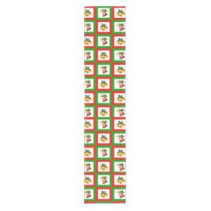 Caminho De Mesa Pequeno Sinos de Natal decorativos brancos vermelhos