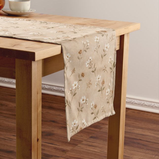 Caminho De Mesa Pequeno Soft Neutral Wildflower Botanical Pattern (No Local)