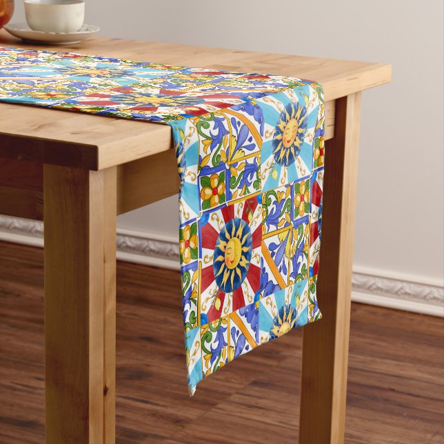 Caminho De Mesa Pequeno Sol siciliano, majolica, limão, (No Local)