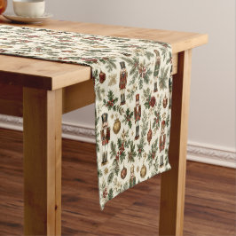 Caminho De Mesa Pequeno Soldado Esquilo de Natal Vintage Floral