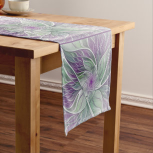Caminho De Mesa Pequeno Sonho de Flor, Arte Fractal Verde Abstrato púrpura