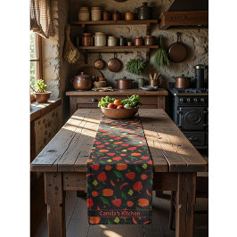 Caminho De Mesa Pequeno Spicy Chili Pepper Pattern Personalized 