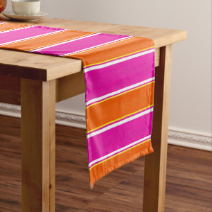 Caminho De Mesa Pequeno Stripes de Cabana Laranja Rosa Quente