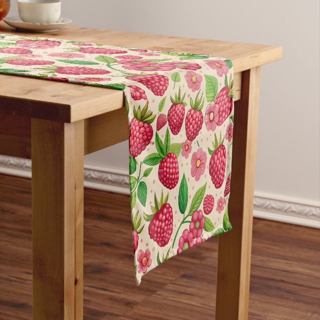 Caminho De Mesa Pequeno Summer Raspberry Garden Botanical Fruit Pattern (No Local)