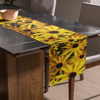 Caminho De Mesa Pequeno Suspensões de Olhos Pretos Amarelos Florais