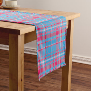 Caminho De Mesa Pequeno Tartan azul e vermelho