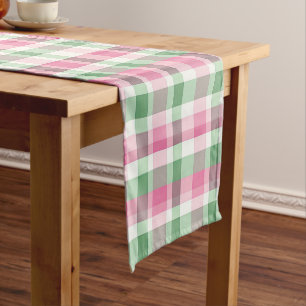 Caminho De Mesa Pequeno Tartan De Xadrez Rosa E Verde Verificado Padrão