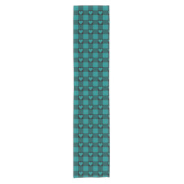 Caminho De Mesa Pequeno Teal Black Buffalo Heart Plaid Table Runner