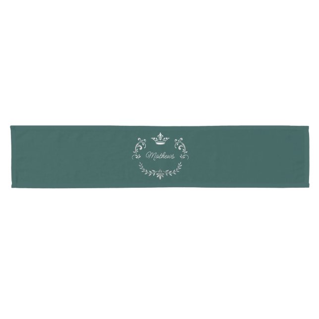 Caminho De Mesa Pequeno Teal Crown Crest Personalizado (Horizontal)