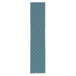 Caminho De Mesa Pequeno Teal & Navy Geometric Grid Pattern