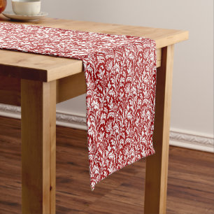 Caminho De Mesa Pequeno Tecido Damasco de Cardo de William Morris, Vermelh