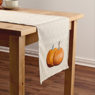 Caminho De Mesa Pequeno Tecido Faux Pumpkins da Colheita do País