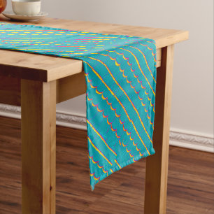 Caminho De Mesa Pequeno telhas diagonais azul esverdeado