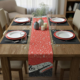 Caminho De Mesa Pequeno tema musical vermelho e preto