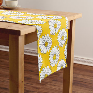 Caminho De Mesa Pequeno Teste padrão amarelo 2 da margarida branca