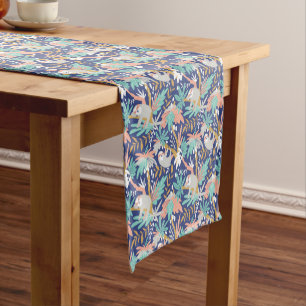 Caminho De Mesa Pequeno Teste padrão azul tropical da preguiça