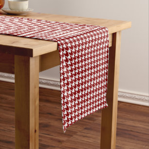 Caminho De Mesa Pequeno Teste padrão clássico de Houndstooth em vermelho