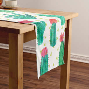 Caminho De Mesa Pequeno Teste padrão de florescência do cacto da aguarel