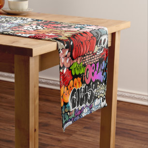 Caminho De Mesa Pequeno Teste padrão dinâmico urbano da arte dos grafite