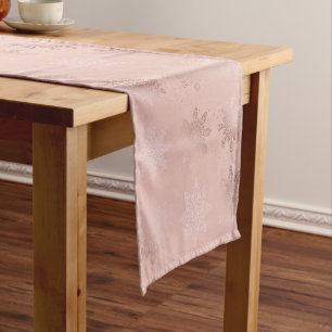 Caminho De Mesa Pequeno Teste padrão Dourado cor-de-rosa elegante do floc