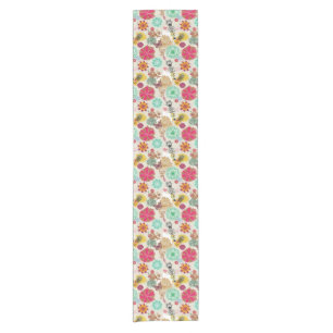 Caminho De Mesa Pequeno Teste padrão floral no estilo retro