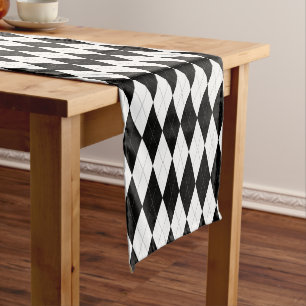 Caminho De Mesa Pequeno Teste padrão preto e branco elegante de Argyle