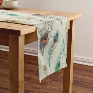 Caminho De Mesa Pequeno Teste padrão realístico colorido da pena do pav