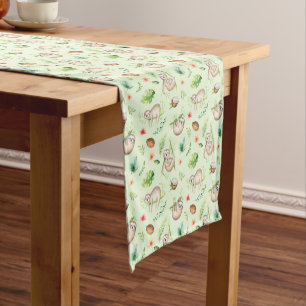 Caminho De Mesa Pequeno Teste padrão tropical da preguiça do coco