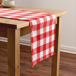 Caminho De Mesa Pequeno Teste padrão vermelho e branco rústico da