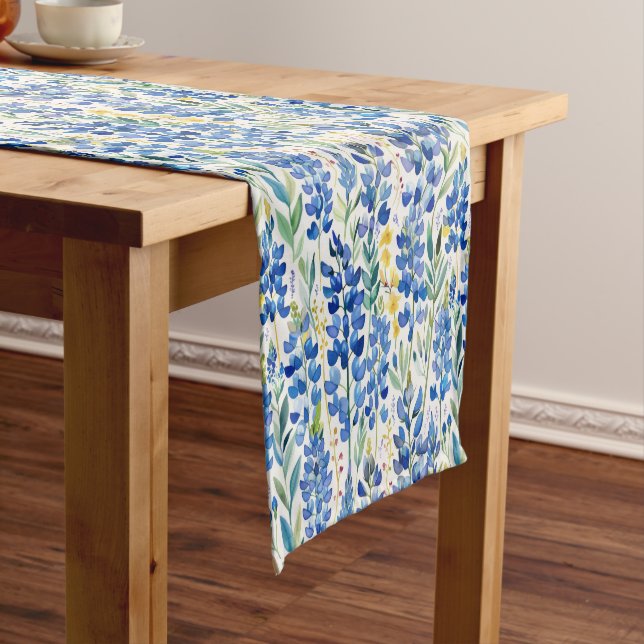 Caminho De Mesa Pequeno Texas Bluebonnet Wildflower Pattern (No Local)
