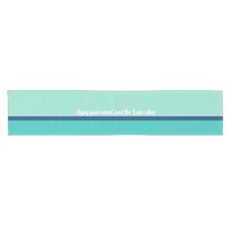 Caminho De Mesa Pequeno Texto personalizado de striped branco de marinho T