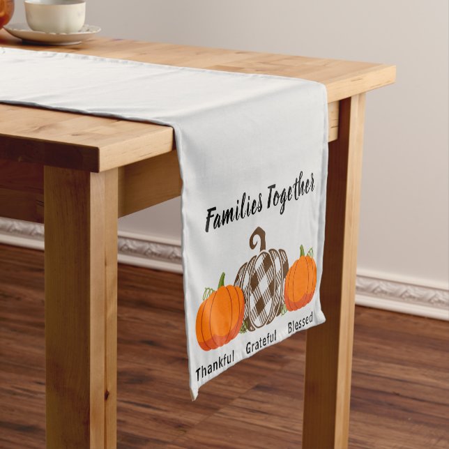 Caminho De Mesa Pequeno Thankful Grateful Blessed Families Together  (No Local)