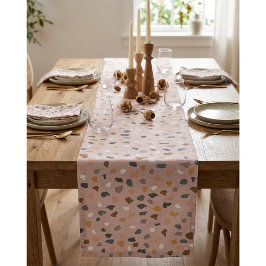 Caminho De Mesa Pequeno Toalha de Mesa com Padrão de Terrazzo Neutro Moder