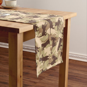 Caminho De Mesa Pequeno Toalha de Mesa Curta com Camuflagem de Gato no Des