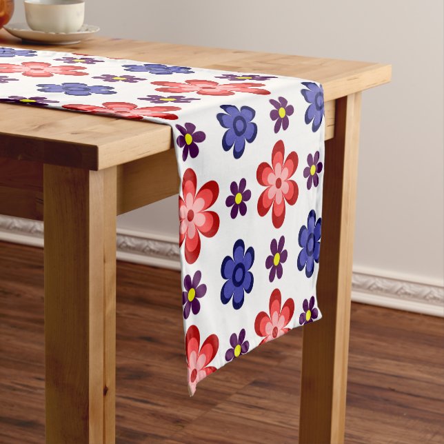 Caminho De Mesa Pequeno Toalha de Mesa Pequena Flores Azul Boho Roxo Verme (No Local)