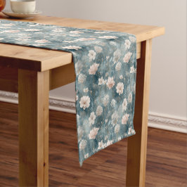 Caminho De Mesa Pequeno Toalhete de Mesa Floral Azul Vintage e Beijo