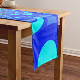 Caminho De Mesa Pequeno Tons de Azul Arte Fractal Abstrata Moderna