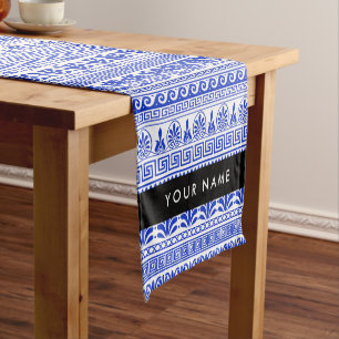 Caminho De Mesa Pequeno Traço Grego, Chave Mista, Azul, Seu Nome