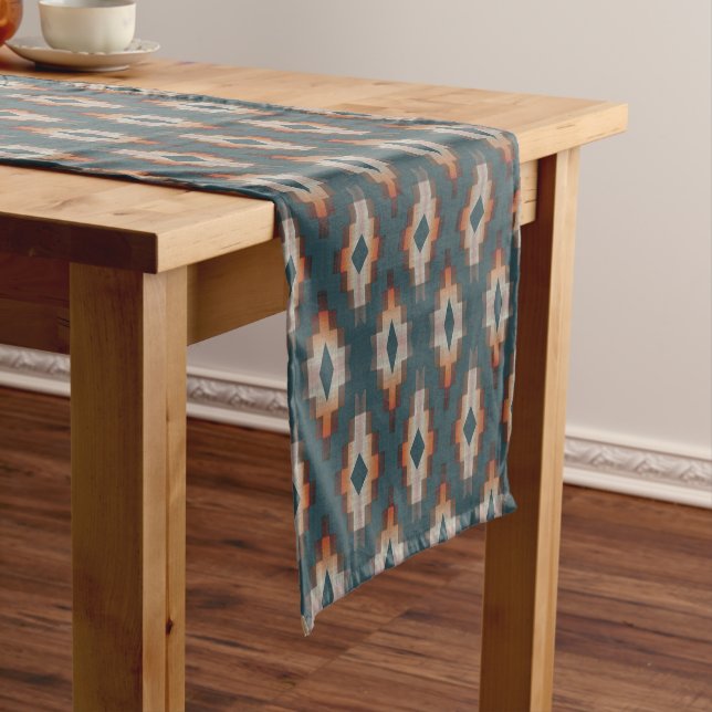Caminho De Mesa Pequeno Trendy Teal Blue Orange Dark Cinza Castanho-escuro (No Local)
