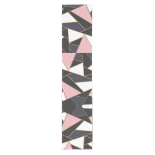 Caminho De Mesa Pequeno Triângulos Abstratos Rosa Preto Branco