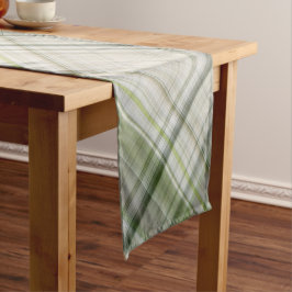 Caminho De Mesa Pequeno Trilhos Brancos Xadrez Verde e Branco