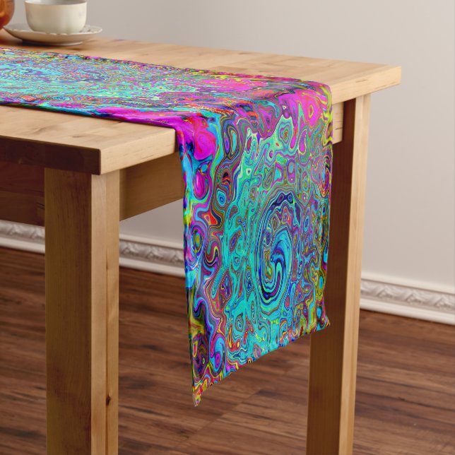 Caminho De Mesa Pequeno Trippy Sky Blue Abstrato Retro Liquid Swirl (No Local)
