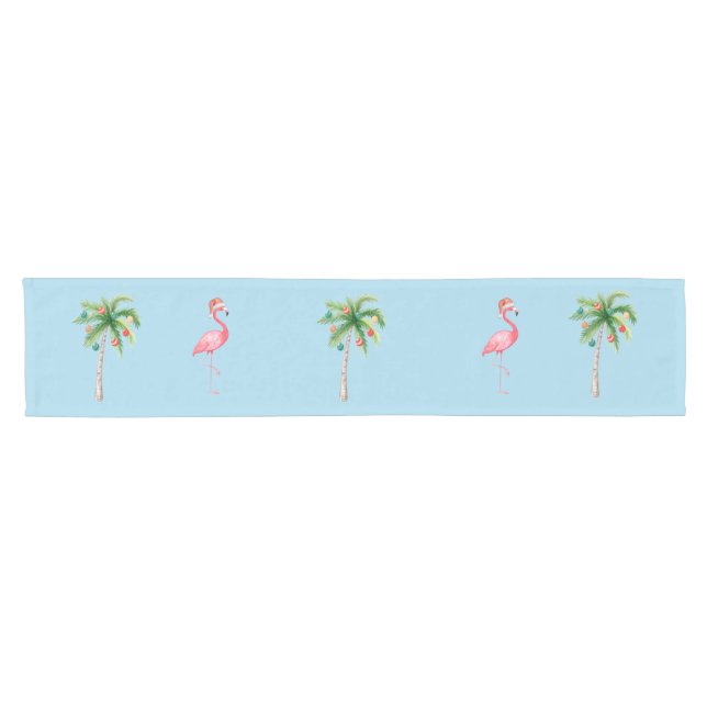 Caminho De Mesa Pequeno Tropical Palm Tree Flamingo Holiday Party (Horizontal)