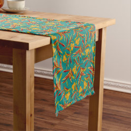 Caminho De Mesa Pequeno Tropical Pattern with Red and Yellow Leaves