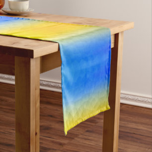 Caminho De Mesa Pequeno Ukraine yellow blue geometric mesh pattern