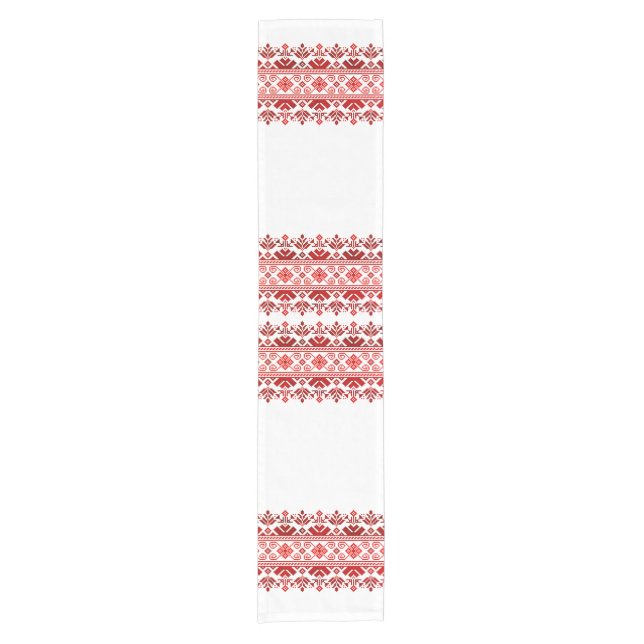 Caminho De Mesa Pequeno Ukrainian traditional vushuvanka folk art red (Frente)
