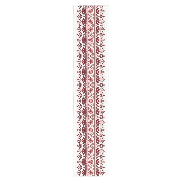 Caminho De Mesa Pequeno Ukrainian traditional vushuvanka folk pattern red (Frente)