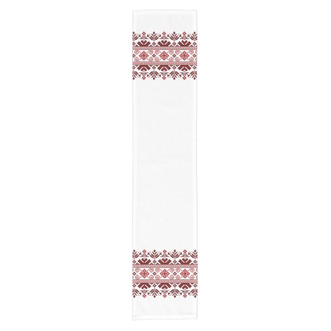 Caminho De Mesa Pequeno Ukrainian traditional vushuvanka folk pattern red (Frente)