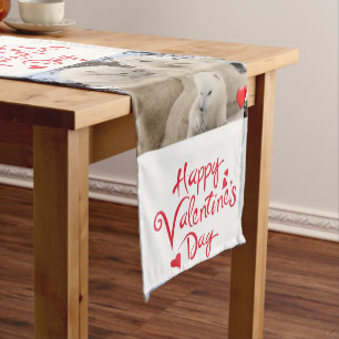 Caminho De Mesa Pequeno Urso polar dos namorados do corredor do Tablecloth