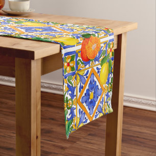 Caminho De Mesa Pequeno Verão, azulejos sicilianos, citrinos, laranjas, m